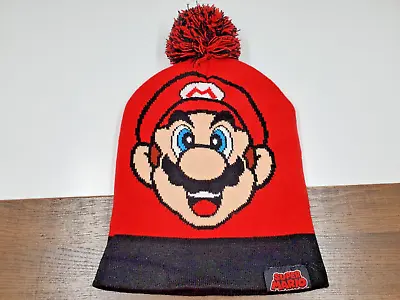 Super Mario Bros Nintendo Beanie Hat One Size Watch Cap Skull Cap Knit Pom • $11.01