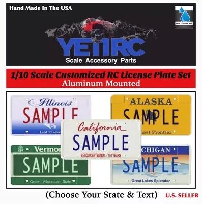 1/10 Scale RC Accessories License Plates (1-Set) CUSTOMIZED For Crawlers/Trucks • $11.49