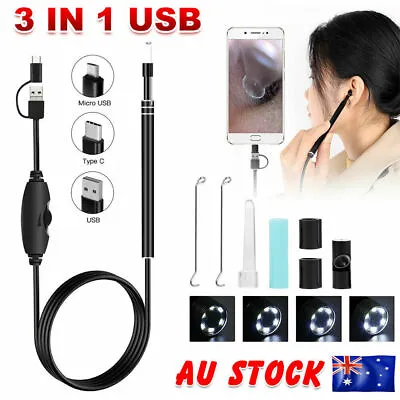 LED Ear Cleaner Endoscope Camera Otoscope Scope Pick Ear Wax Removal Tool USB • $12.95