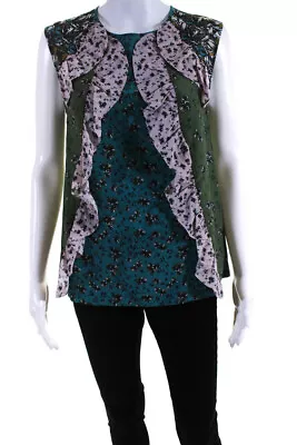 Megan Park Womens Silks Floral Print Sleeveless Blouse Top Multicolor Size 1 XS • $41.49