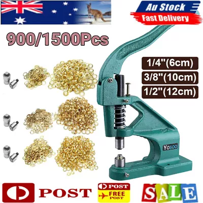 900/1500pcs Grommet Eyelet Hole Punch Machine Hand Press Tool 6mm 10mm 12mm • $51.99