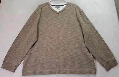 Method Shirt Men XL Taupe Space Dye Waffle Knit Cotton Long Raglan Sleeve V Neck • $24.92