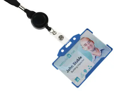£3.69 • Buy Double Sided ID Card Badge Holder & Lanyard Neck Strap With Retractable ID Reel
