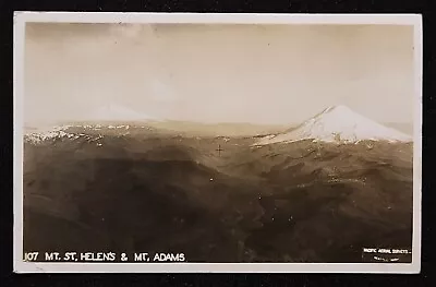 RPPC Of Mt. St. Helens  And Mt. Adams From The Air. Washington. 1930's  • $12.95