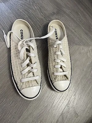 Converse Womens Backless Mesh Knit Trainers Cream Ivory Colour Flat Shoes 5 Uk • £22