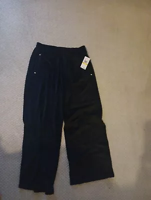 Michael Kors Velour Pants Women's M Wide Leg Black Polyester Blend Pockets • $24