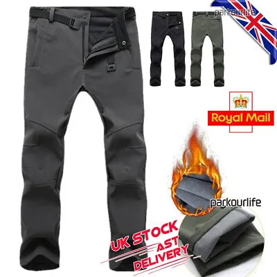 Mens Hiking Pants Windproof Waterproof Trousers Thermal Fleece Winter Outdoor UK • £17.89