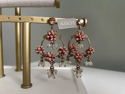 J.Crew Blush And Crystal Floral Chandelier Earrings NWT • $55