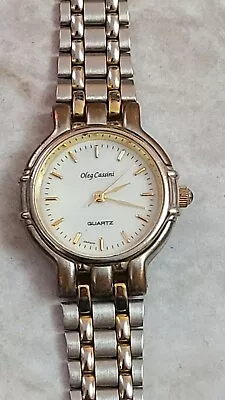 Vintage Oleg Cassini Ladies Two-Tone Quartz Watch - Works Well - Fresh Battery • $19.99