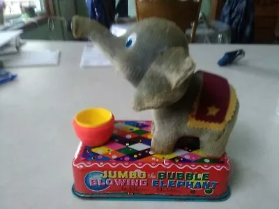 Vintage Jumbo The Bubble Blowing Elephant  Tin Toy RARE Battery Operated • $25