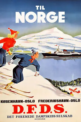 361175 Oslo Norway Skiing Steam Boat Vintage Art Decor Wall Print Poster • $29.95