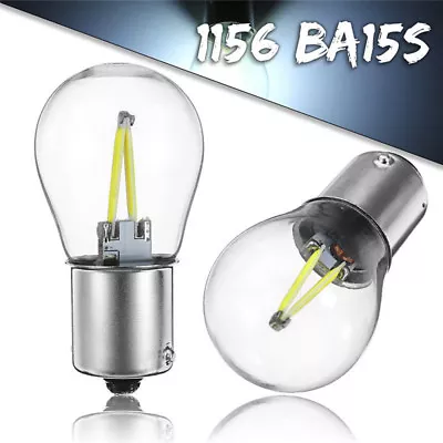 2* 12V 1156 BA15S P21W COB LED Turn Signal -Light Reverse Backup Lamp Bulb White • $4.06