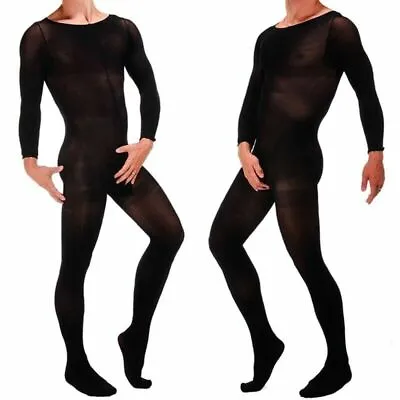 Men Velvet Anti-Hook Full Body Stockings Bodyhose Trunk Sheath Jumpsuit Bodysuit • $16.14