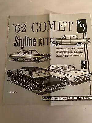 Vintage Annual AMT 1962 Mercury Comet Model Kit Instructions Sheet • $15.96