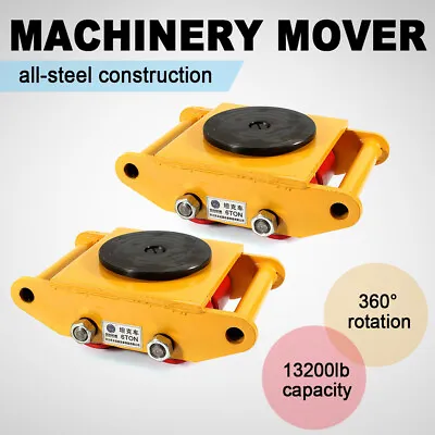 6Ton Moving Yellow Dolly Skate Machinery Roller Mover Cargo Trolley Machine 2Pcs • $88