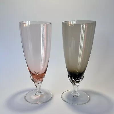 2 Vintage Coloured Glasses. Twist Stem. Harlequin. 1950’s. 260ml • $25