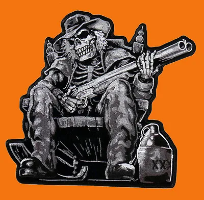 Skeleton Skull Outlaw Anarchy 4 Inch Iron On Mc Biker  Patch  By Miltacusa • $7.99