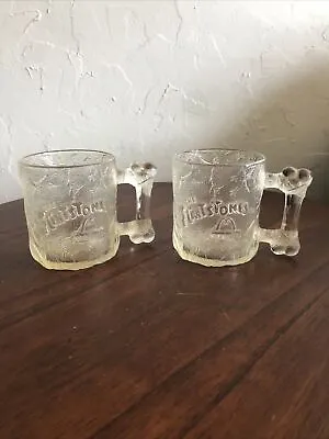 Vintage 1993 Flinstones Glass Mug Pre-Dawn Mug McDonalds Fred Flintstone -2 Mugs • $8