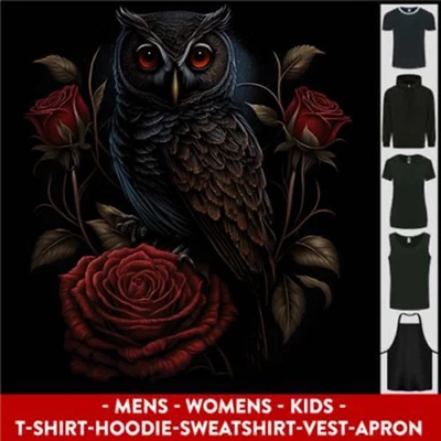 An Owl With Roses Birds Flowers Mens Womens Kids Unisex • £10.99