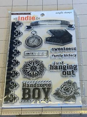 Clear Acrylic Cling Stamp Set MY MINDS EYE- INDIE CHIC HANGING OUT Lot 160 • $6.99