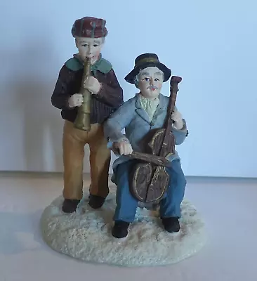 Mervyns Village Square Christmas Resin Figurine 2 Musicians 1997 Vintage Holiday • $15