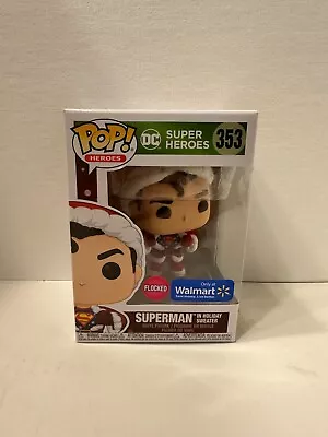 Funko Pop! DC   Superman In Holiday Sweater  #353 Flocked Walmart New In Box • $17.99