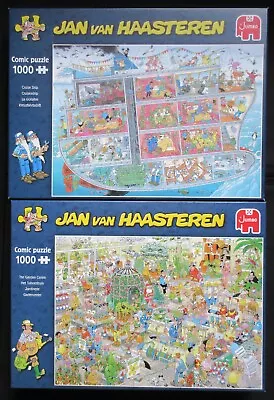 2 X 1000 Jigsaw Cruise Ship Garden Centre Jan Van Haasteren Jumbo Comic Puzzle • £13.99