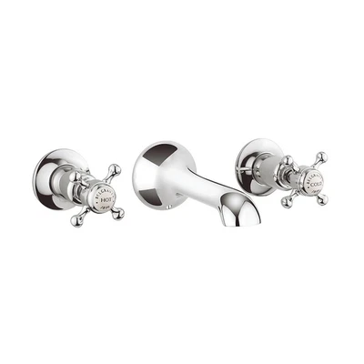 Crosswater Belgravia 3 Hole Wall Mounted Basin Mixer Chrome BNIB New In Box • £165