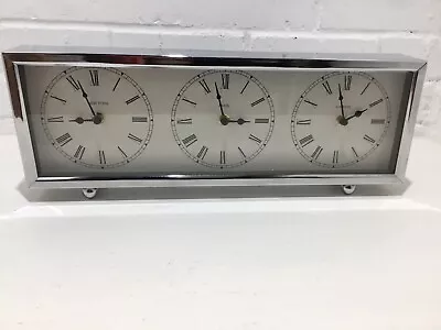 Time Zone Clock London Paris & New York Chrome Effect Working With Batteries  • £20