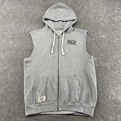 Everlast Sweater Mens Large Grey Full Zip Sleeveless Hoodie Gym Boxing Retro 90s • $17.49