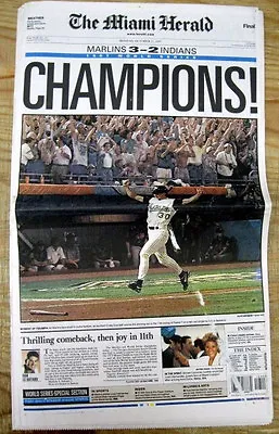 Best 1997 MIAMI Newspaper FLORIDA MARLINS WIN Baseball WORLD SERIES Vs Cleveland • $18