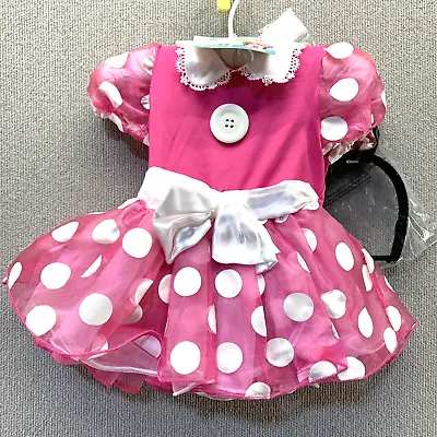 Disney Baby Minnie Mouse Halloween Costume Size 6-12 M Girls Dress Up Pink White • $24.99