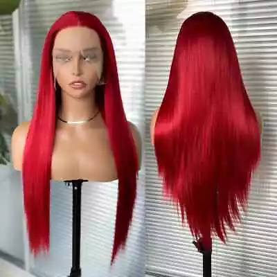 Red T Lace Front Wigs Glueless Long Straight Heat Resistant Synthetic Hair Women • $25.99