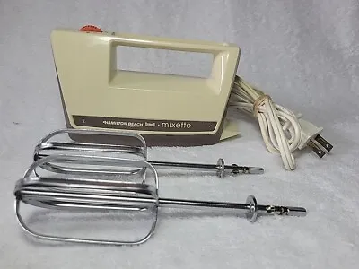 Vintage Hamilton Beach Hand Mixer 97 Mixette 3 Speed Beater Almond Tested Works • $15