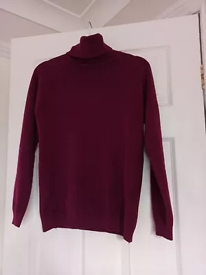 Cashmere Wool Cotton Mix Roll Neck Jumper Purple • £6