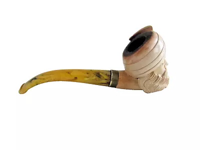 Carved Turk's Head Meerschaum Pipe Lightly Smoked 13cm Long • £12.99