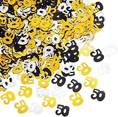 £2.49 • Buy 50th Birthday Black Gold Table Confetti / Age 50 Table Sprinkle Decorations