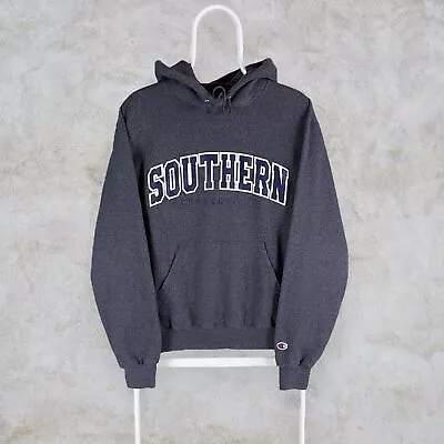 Vintage Champion Hoodie Grey Southern Connecticut University Embroidered Mens S • £24