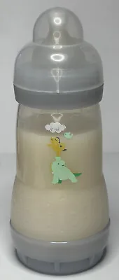 £6.81 • Buy 8 Oz Mam Reborn Baby Bottle With Fake Formula Milk - Grey With Dinosaurs & Bird