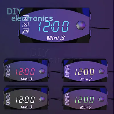 3in1 LED Electronic Time Clock Thermometer Voltmeter For 12V Motorcycle US • $4.97