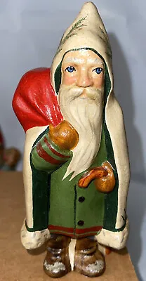 VAILLANCOURT Folk Art - 1997 Santa In White Cape W/Trees & Reindeer 5.5  • $185.99