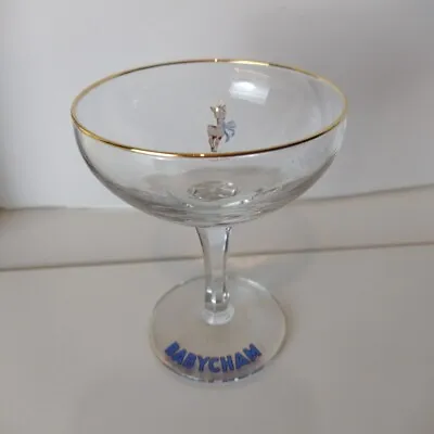Vintage 50's Babycham Glass White Fawn Deer Hexagonal Stem Kitsch Gift Retro Bar • £9.99