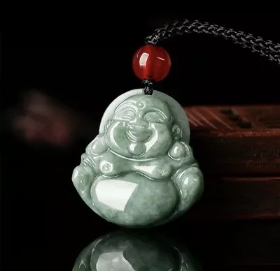 Buddha Necklace - Jade Healing Crystal Necklace - Adjustable Rope Chain • £12.99