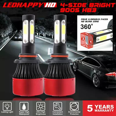 Pair 4-sides LED Headlight Kit 9005 HB3 H10 9140 9145 60W 6000K 76000LM Bulbs • $13.99