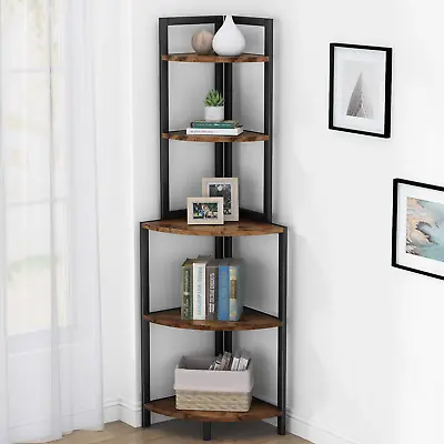 £74.98 • Buy Tribesigns 5-Tier Wood Corner Shelf Storage Rack Bookcase Bookshelf Plant Stand