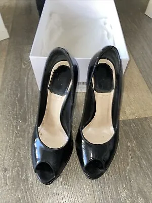 Christian Dior Miss Dior Black Patent Leather Peeptoe Platform Pumps Shoes 35 • $300