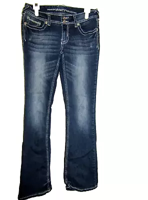 VANITY PREMIUM COLLECTION  Curvy Blue Jeans Womens 27W/32L  Low Rise Embellished • $14.99