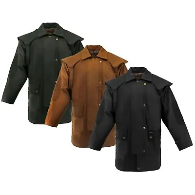 Oilskin Cotton Western Short Duster Jacket | Olive Black And Brown Colors • $54.99