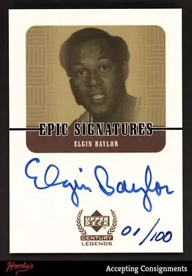 1999 Upper Deck Century Legends Epic Signatures Gold Elgin Baylor 001/100 LAKERS • $179.50