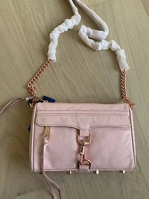 NWT Rebecca Minkoff Mini Mac Leather Rose Quartz Gold Crossbody Clutch Purse Bag • $99